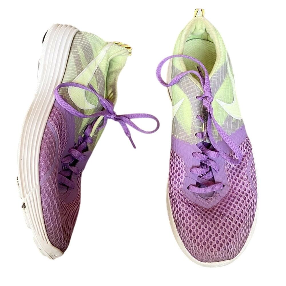 Nike Lime and Purple Lace Up Tennis Shoes 9